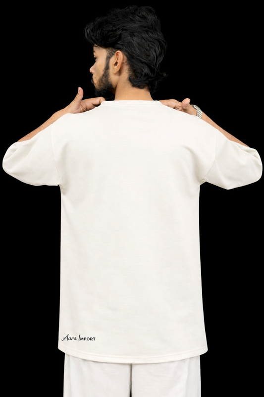 New Kurta Design T-Shirt | DownShoulder Oversized Fit | white