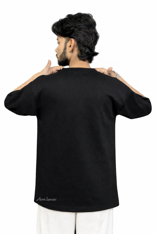 New Kurta Design T-Shirt | DownShoulder Oversized Fit | black
