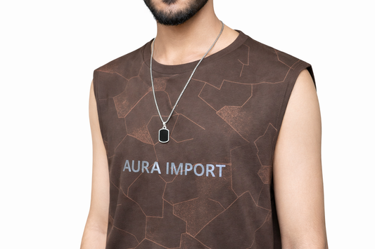 Aura Imports Premium Brown Sleeveless T-Shirt – Minimal Luxury Edition